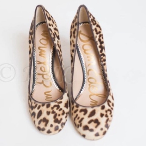 SALE Sam Edelman Leopard Print Block Heel 6 NEW - Picture 2 of 5